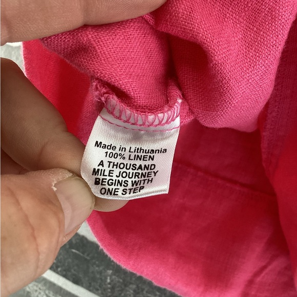 Flax Hot Pink 100% Linen short sleeve top size medium - Picture 4 of 4